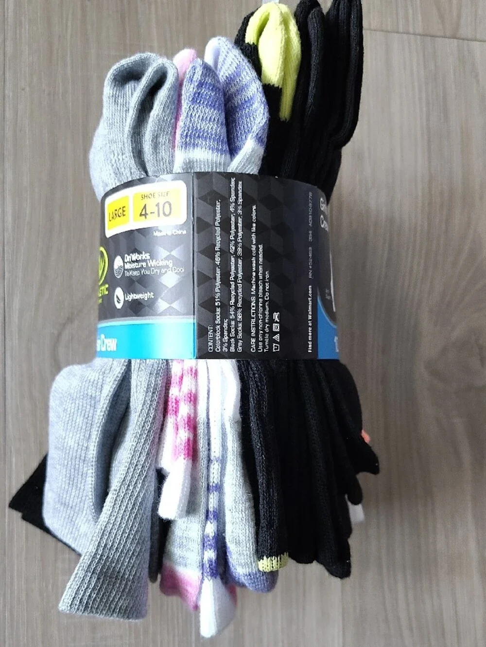 Athletic Works Women's/Men's Crew Socks - Black, Gray & Multicolor (10 Pack)